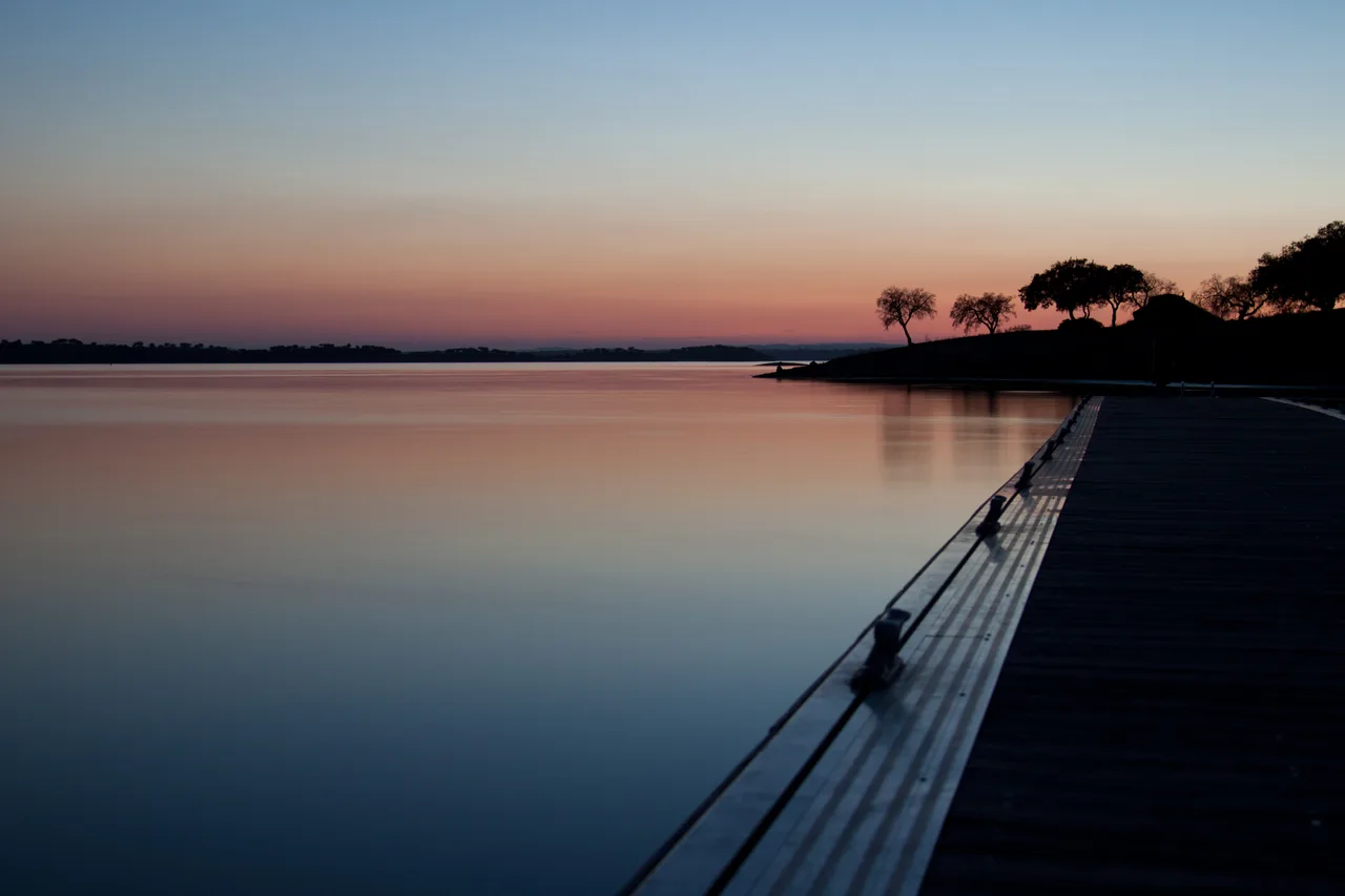 Alqueva reservoir landscape at dusk